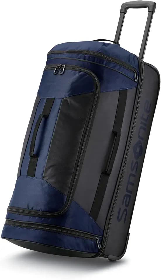 Samsonite Andante 2 Wheeled Duffel Bag – 28-Inch Durable Rolling Luggage with Inline Skate Wheels, Push-Button Handle & Spacious Compartments – Travel-Friendly and Lightweight - Navy/Black