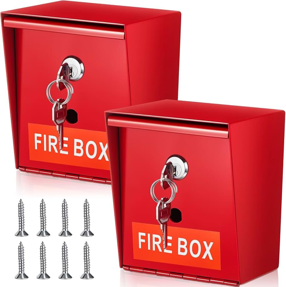 MorningRo 2 Pcs Fire Box Fire Department Box for Keys, Regular