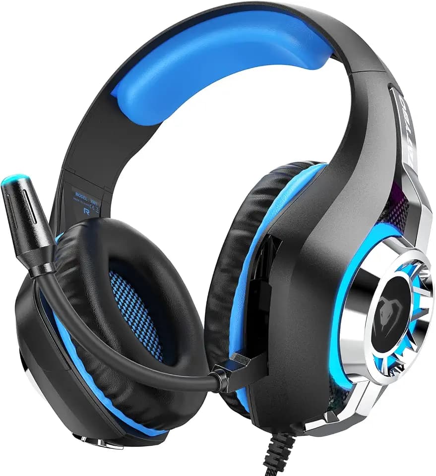 Gaming Headset für PS4 PS5 PC Xbox Series, 3.5 mm Deep Bass Stereo Surround Sound PS4 Headset mit Noise Cancelling Mikrofon für Laptops, Tablets, Mac