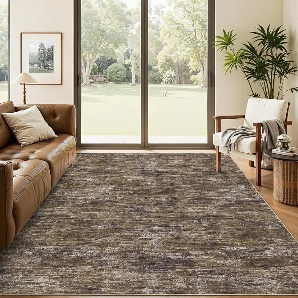 Garvee Modern Area Rug 6x9 Solid Color Washable Rug for Living Room, Brown