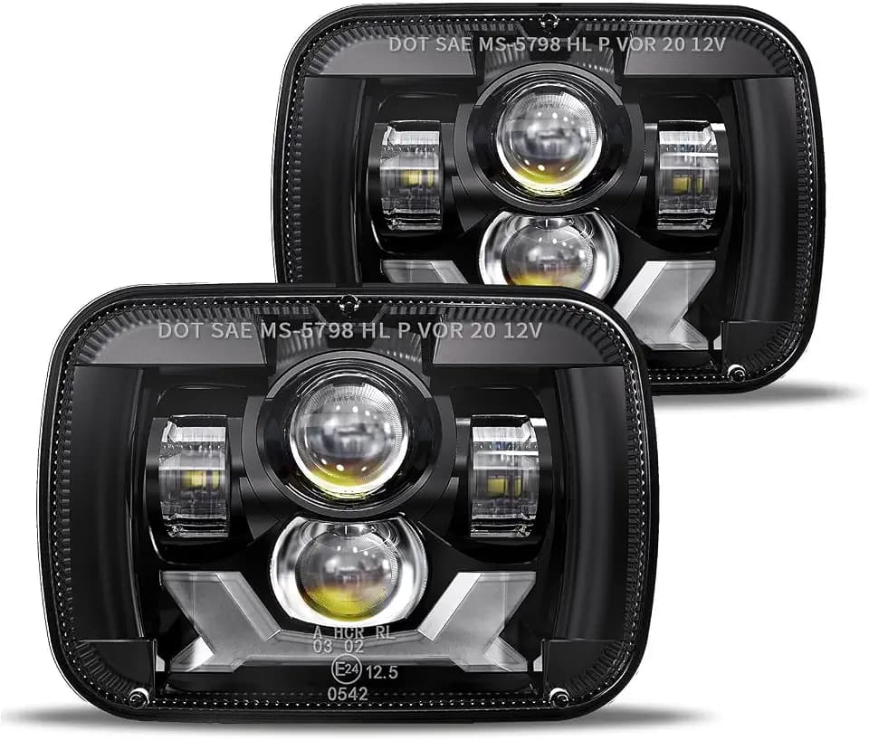 HWSTAR Pair Premium H6054 5x7 7x6 Led Headlights,Sealed Beam Replacement Compatible with Jeep Cherokee XJ Wrangler YJ DRL Turn Signal Hi/Low Sealed Beam Ford Chevy GMC Toyota Nissan Dodge etc Black