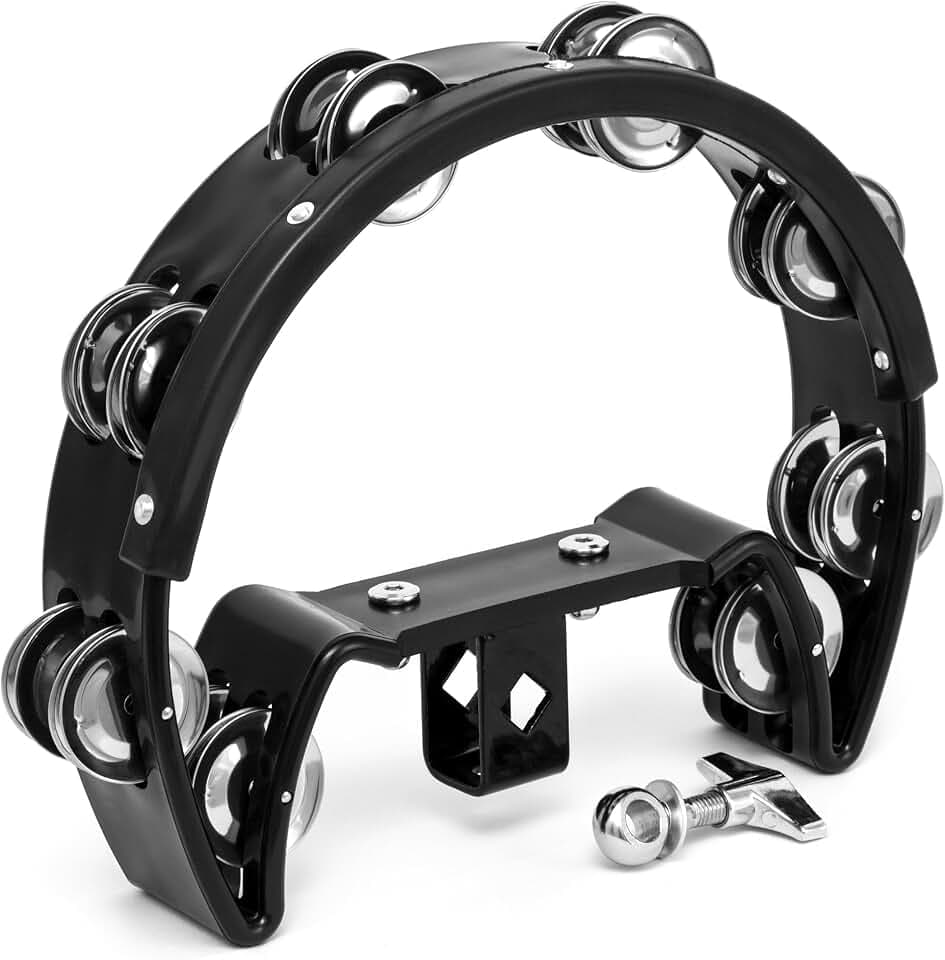 TIGER TAM70-BK TIGER Halbmond-Tambourine mit Montierhalterung , Schwarz