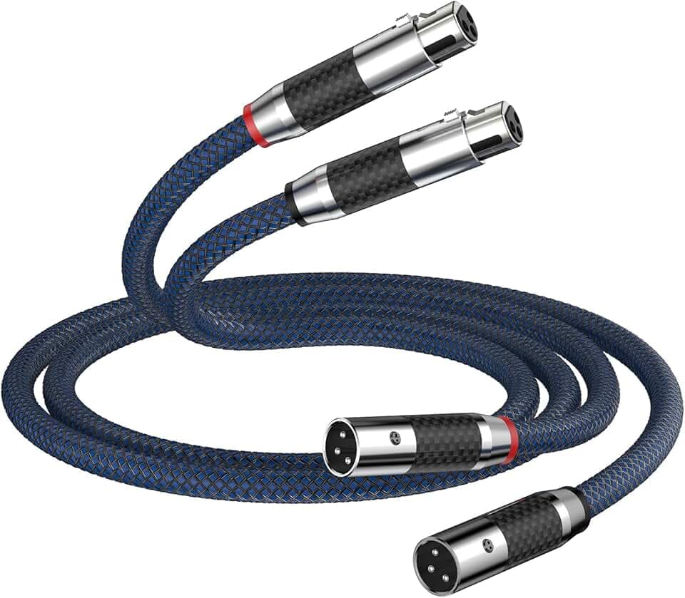 Tertullus High End XLR Kabel Audiokabel 1m XLR Stecker auf Buchse Versilbert OFC xlr Stereo Kabel für CD, Power Amplifier, Monitorlautsprecher, Kopfhörer Verstärker