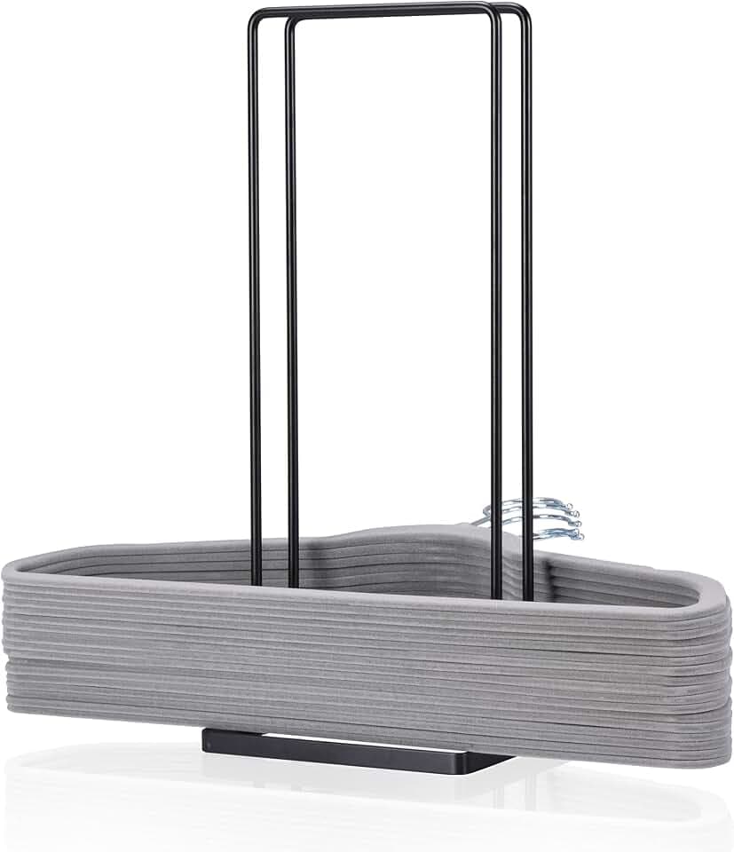 EASTTOWEST Kleiderbügel-Organizer, Metall Kohlenstoffstahl, Hält bis zu 110 Draht-Kleiderbügel, Ideal für Schrank, Kleiderschrank, Wäschezimmer, Schwarz, 15.7 x 6.7 x 5.1 cm, Bodenmontage