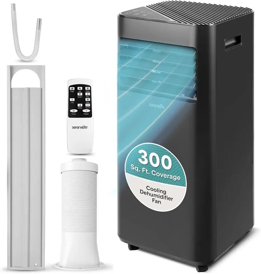 SereneLife Portable Air Conditioner 8000 BTU | 3-in-1 Cooling, Fan and Dehumidifier | 24-H Timer with up to 350 sq ft Coverage | AC Unit for Bedroom, Home & Office | Includes Window Kit & Remote