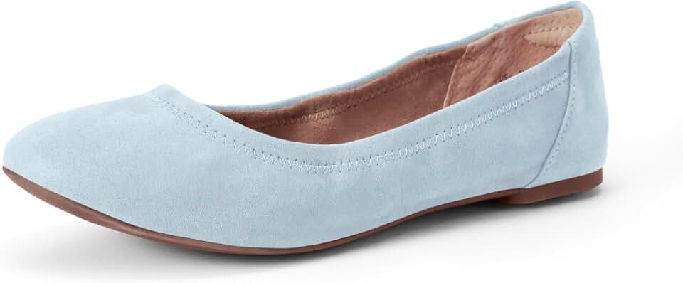 Amazon Essentials Women's Comfortable Round Toe Ballet Flats, Cushioned Memory Foam