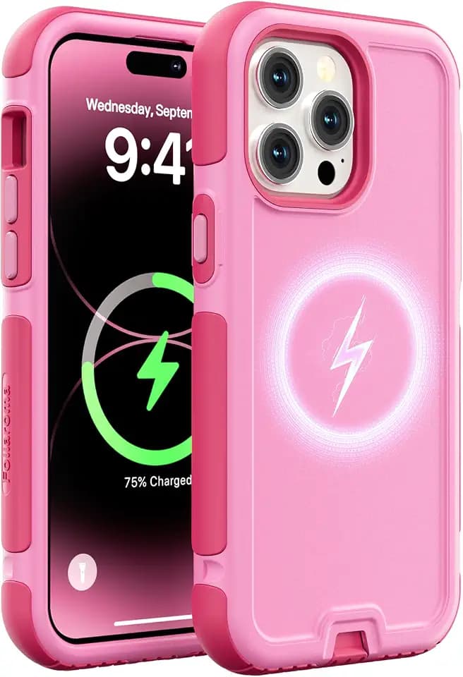 Follaroma Magnetic for iPhone 14 Pro Max Case, Heavy Duty Phone Cases, Pink