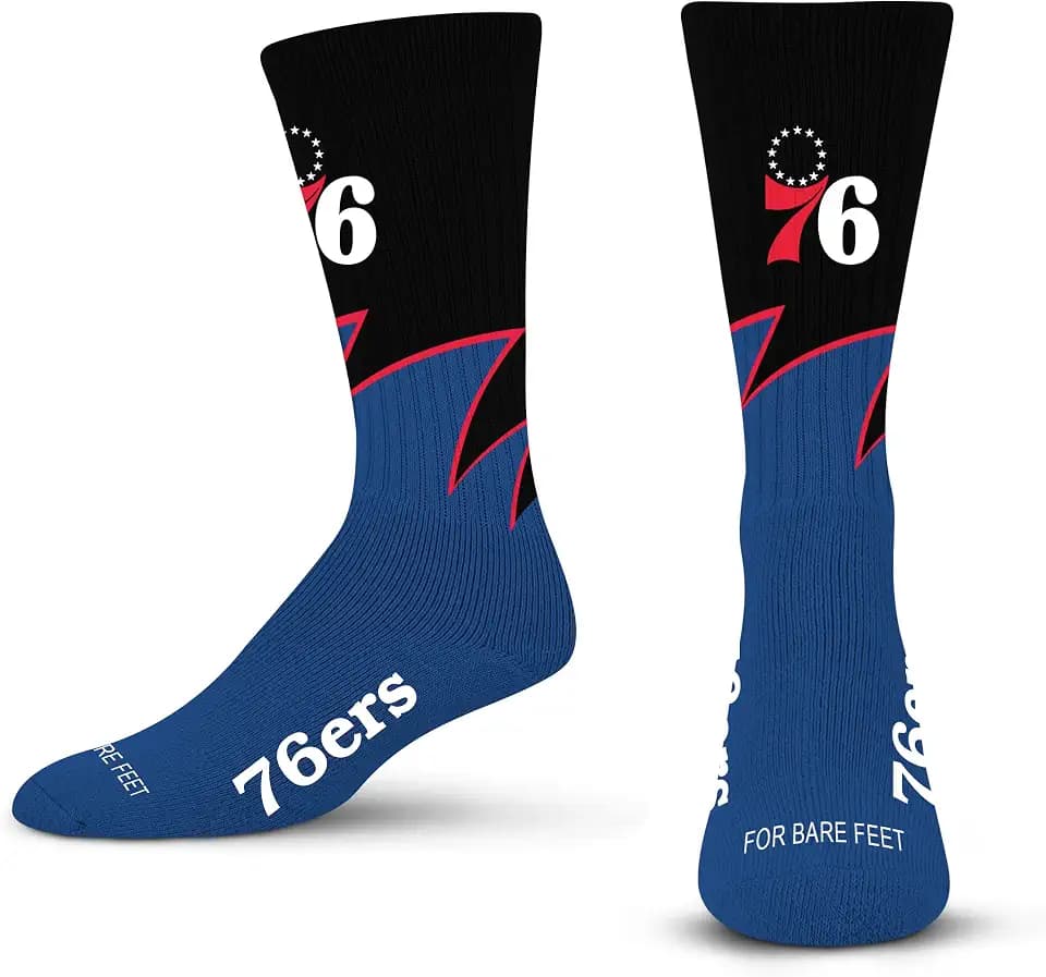 For Bare Feet Unisex Kid's Black Wave Crew Sock NBA Youth