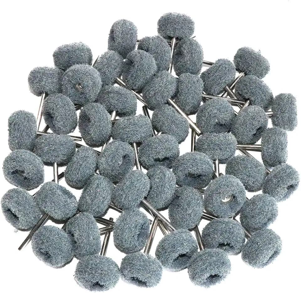 50PCS Abrasive Buffing Polishing Wheel Set for Rotary Tools,Non-Woven scouring pad Brush Polishing kit,Grit 800 Removal of Rust,Deburring on Metal Surface,with 3mm Mandrel