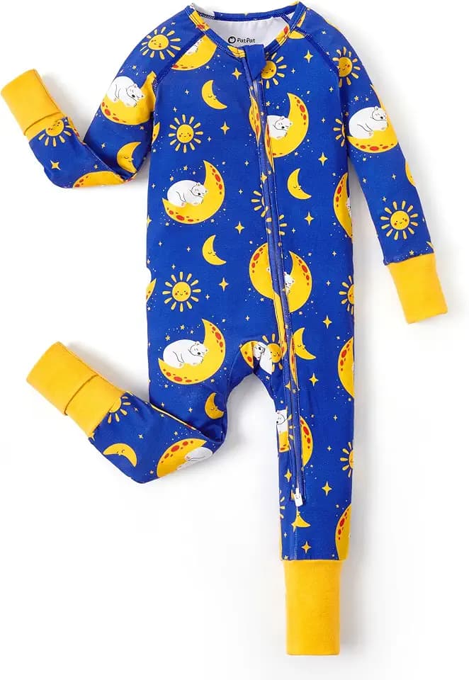 PATPAT Organic Cotton Baby Pajamas, Snug Fit Footie with 2-Way Zipper
