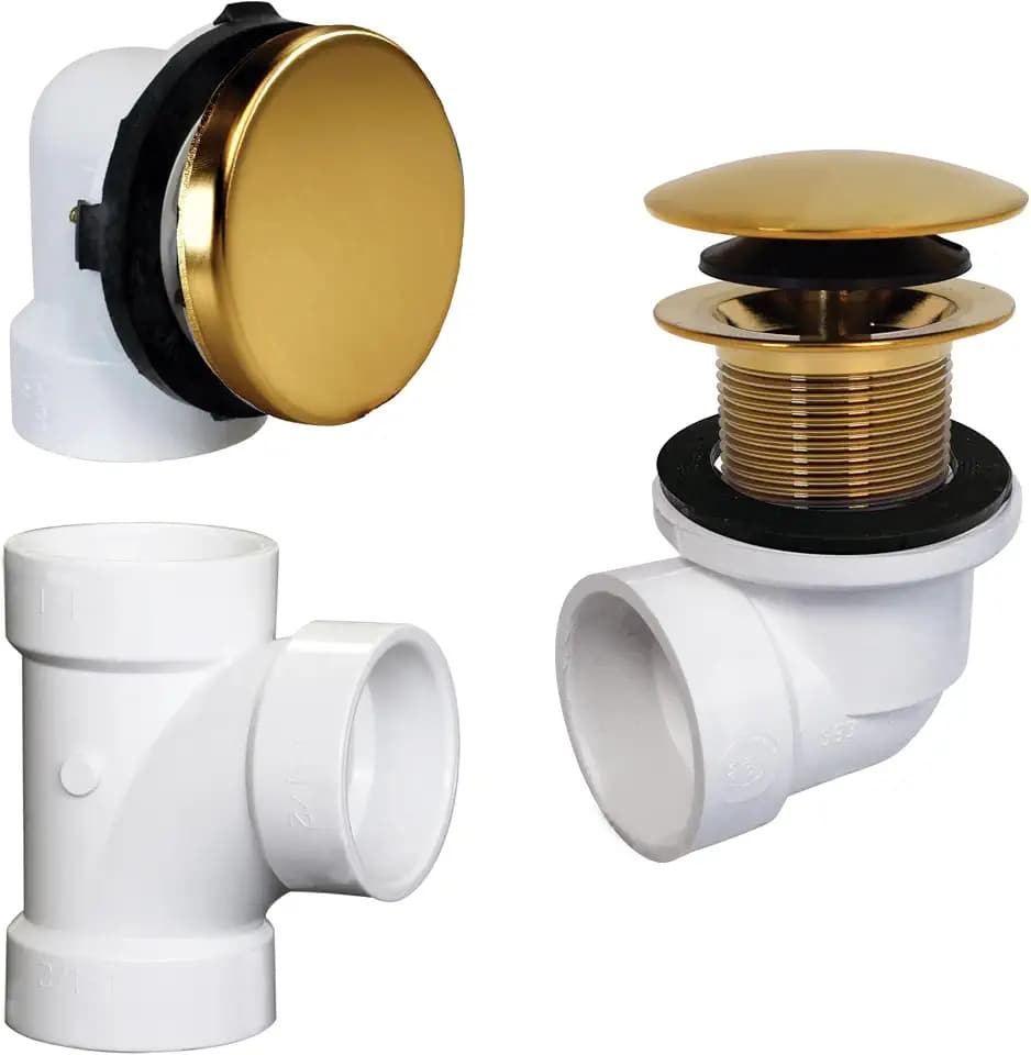 Westbrass D593PRK-18 Plumber's Pack Bath Waste Assembly with Tip-Toe Drain Plug, Illusionary Overflow Faceplate and Sch. 40 PVC Elbows, Brushed Bronze