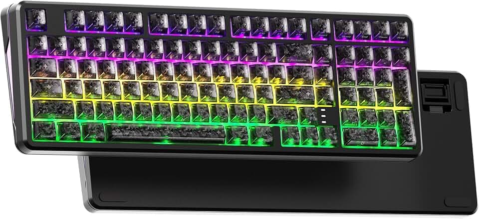 XVX M98 8000mAh Wireless Creamy Keyboard with Number Pad, Stripes RGB