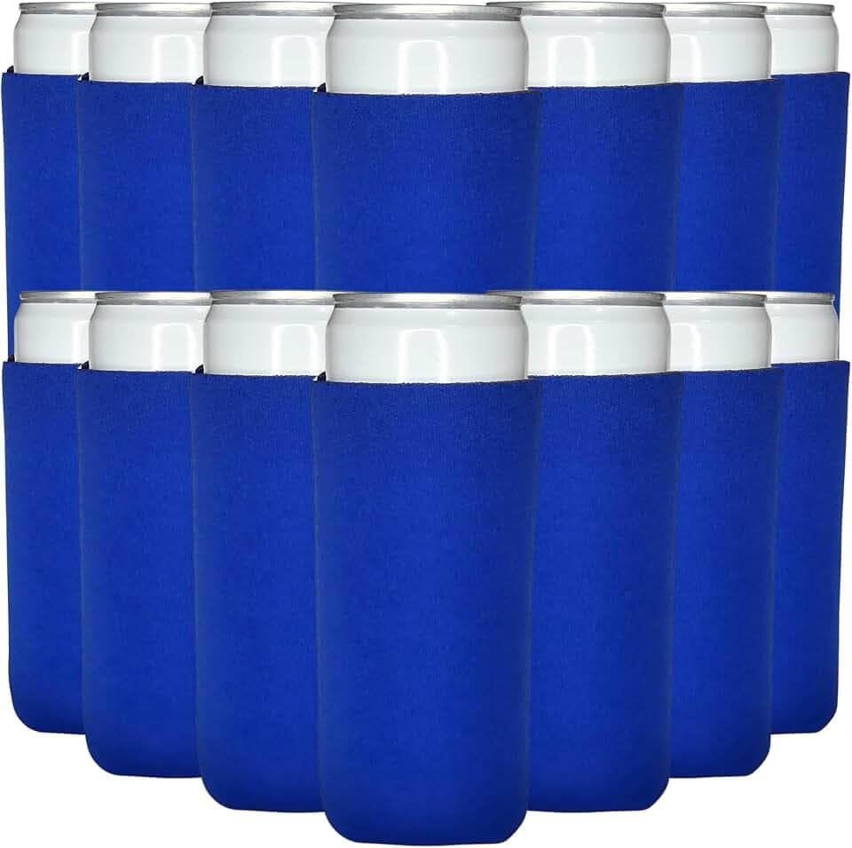 TahoeBay Slim Can Cooler Sleeves in Bulk, Blank, 50-Pack, Royal Blue
