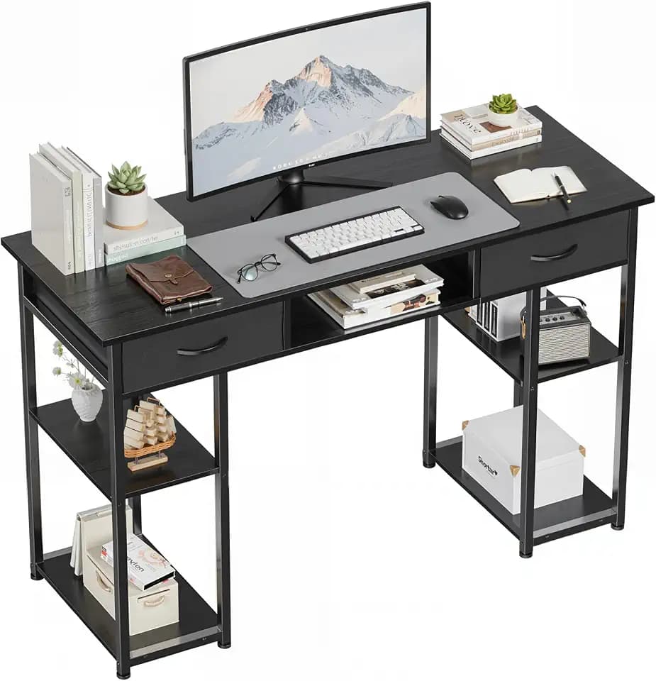 OLIXIS 48 Inch Desk with Storage, Computer Desk, Fabric Drawers