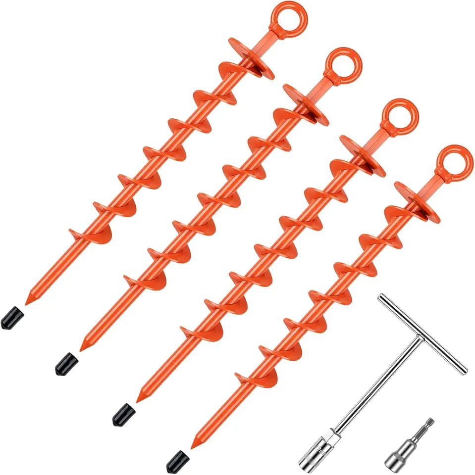 Ground Anchors Screw in, 4 Pack – High Wind Security for Trampoline