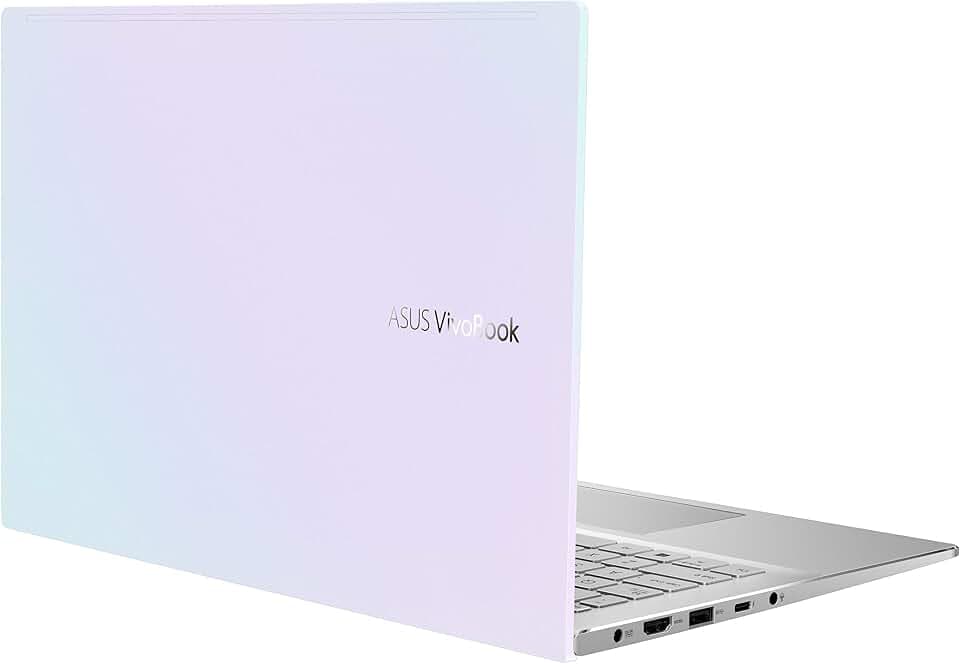 ASUSF ASUS VivoBook S14 S433 Thin and Light Laptop, 14” FHD Display, Intel Core i5-1135G7 CPU, 8GB DDR4 RAM, 512GB PCIe SSD, Thunderbolt 3, Wi-Fi 6, Windows 10 Home, Dreamy White, S433EA-DH51-WH