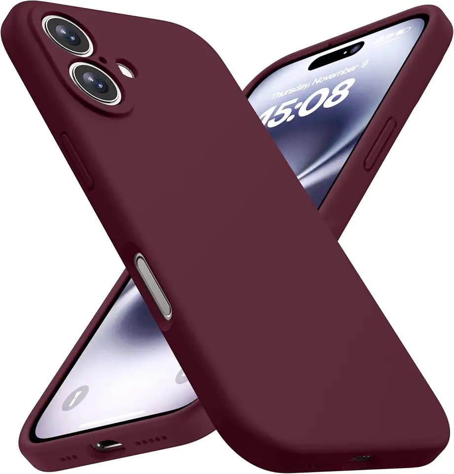 CellEver Heavy-Duty Silicone Case for iPhone 16 [Camera Protection] [Anti-Oil Coating] Military Drop Protection, Soft Scratch-Free Interior, Wine