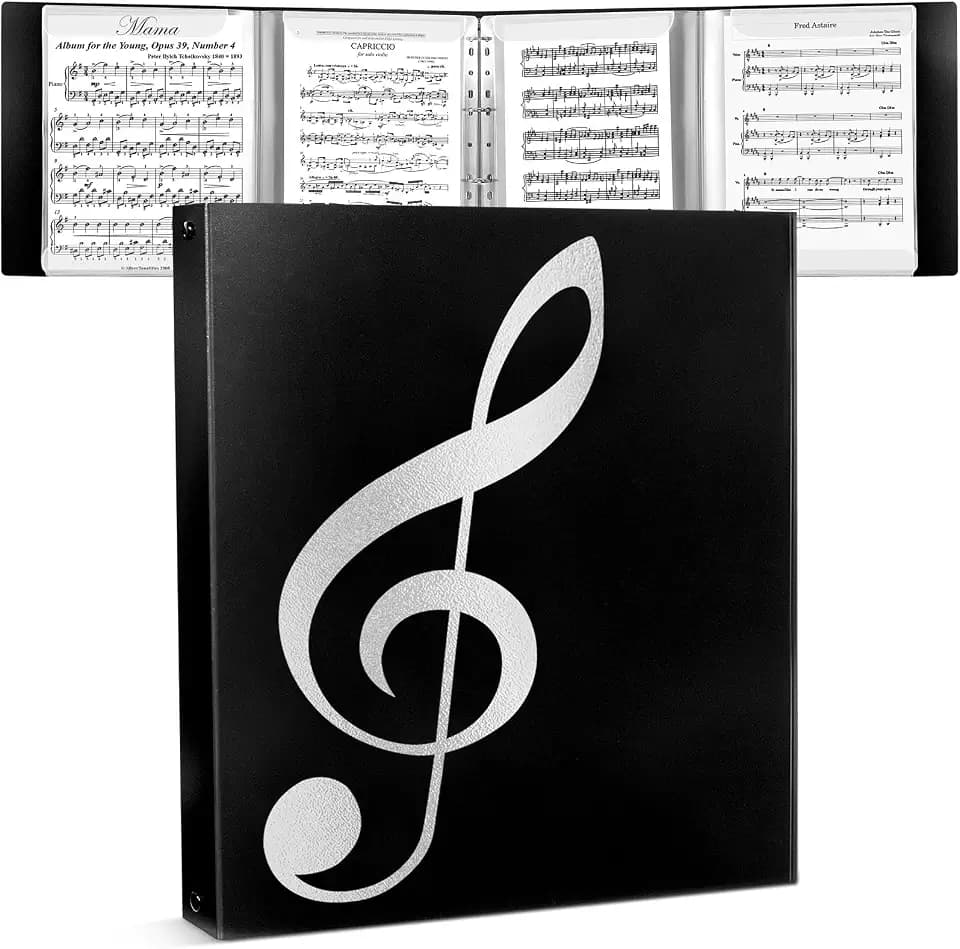 tutata Sheet Music Folder, 8.5 x 11 Music Binder, Writable Sleeves, Black