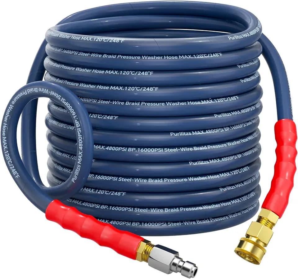 50FT Pressure Washer Hose 3/8'' Non Marking 4800PSI No Kink Commercial Hose