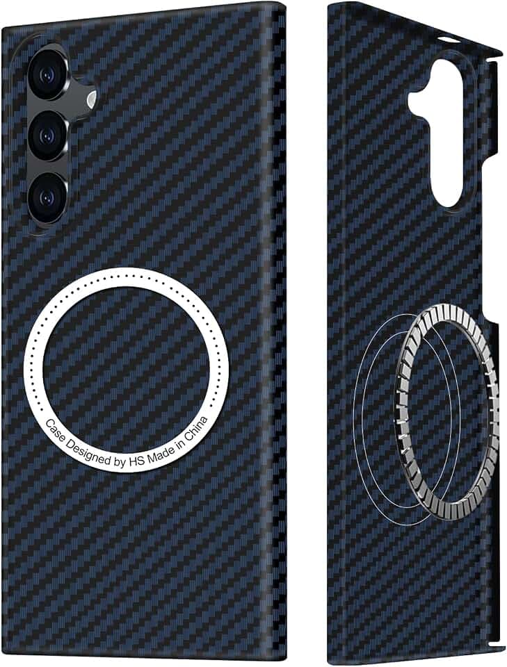 Kohlefaser für Samsung Galaxy S23 Hülle, Carbon Textur Handyhülle aus echter Aramidfaser, Ultradünne und leichte mit Magnetisch, Cover Case Tasche für Samsung S23 5G Kohlefaser Design