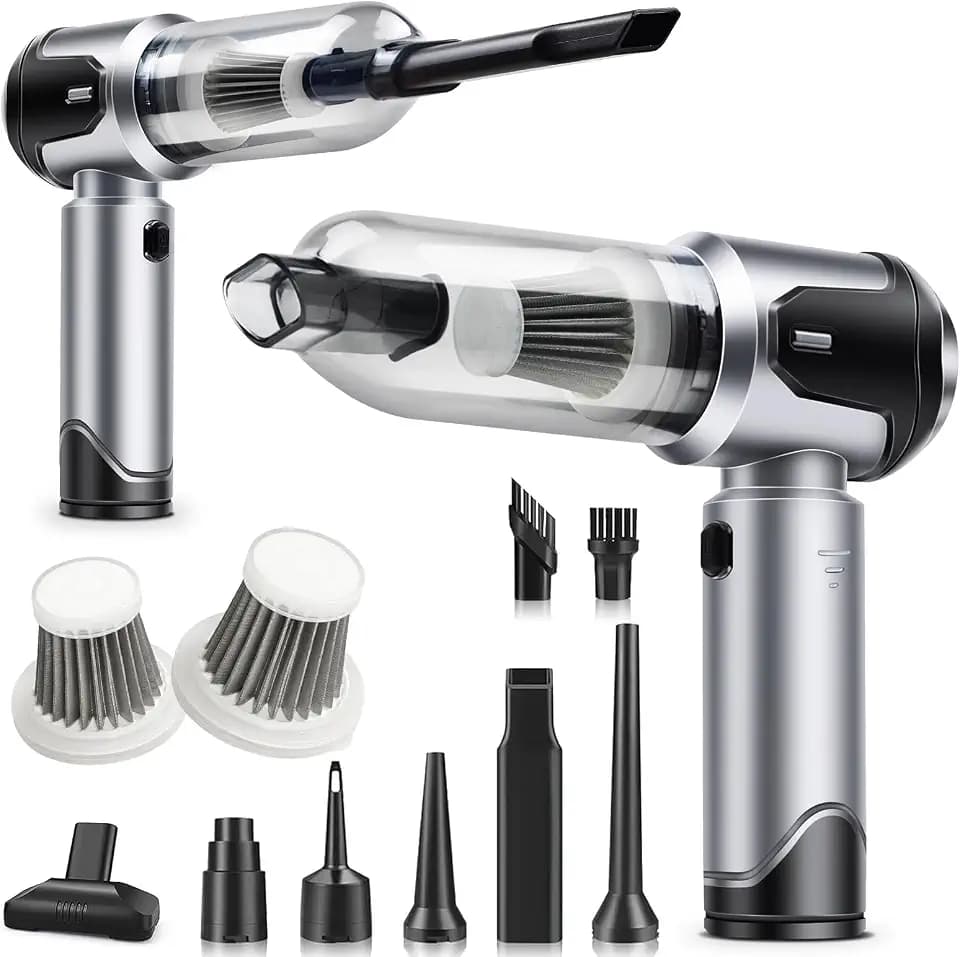 Handstaubsauger, 26000Pa Akku Staubsauger Kabellos 4-in-1 Autostaubsauger Stark, 3-Gang Mini Staubsauger mit Bürstenloser Motor für Tierhaare, Auto, Haushalt Grau