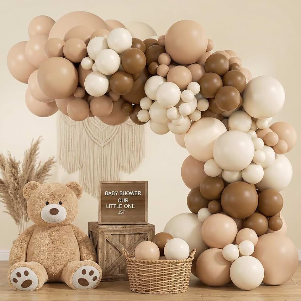 122pcs Boho Neutral Balloon Garland Arch Kit - Matte Brown Nude Balloons