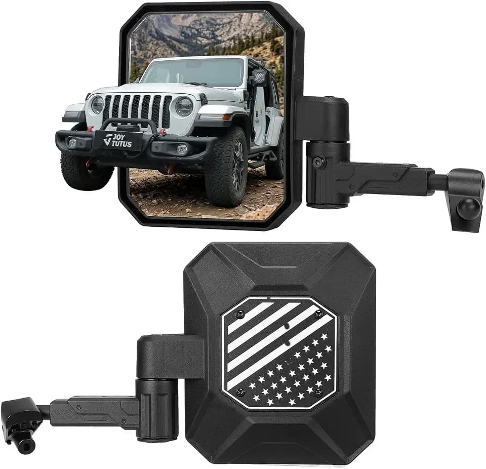 JOYTUTUS Mirrors Doors Off for 2018-2023 Wrangler JL & Gladiator JT, 9" Oversized Anti-Vibration Side Mirrors with Auto-Fold Breakaway Design, Quick Release, 20mm Ball Adapter Included