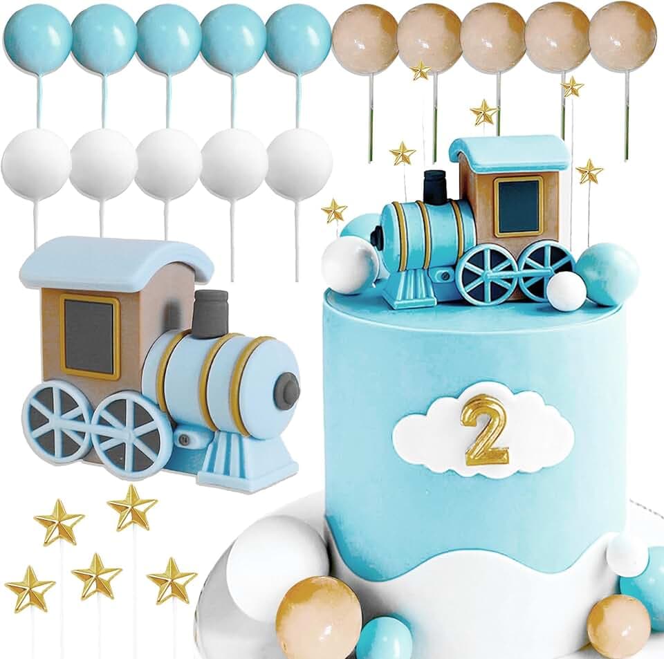 Roaring Good Time Kuchendekoration im Vintage-Stil, blauer Zug, Kuchendekoration, Zug, Thema, Geburtstagsdekorationen, Babyparty, Partyzubehör, Babyparty, Kuchendekoration