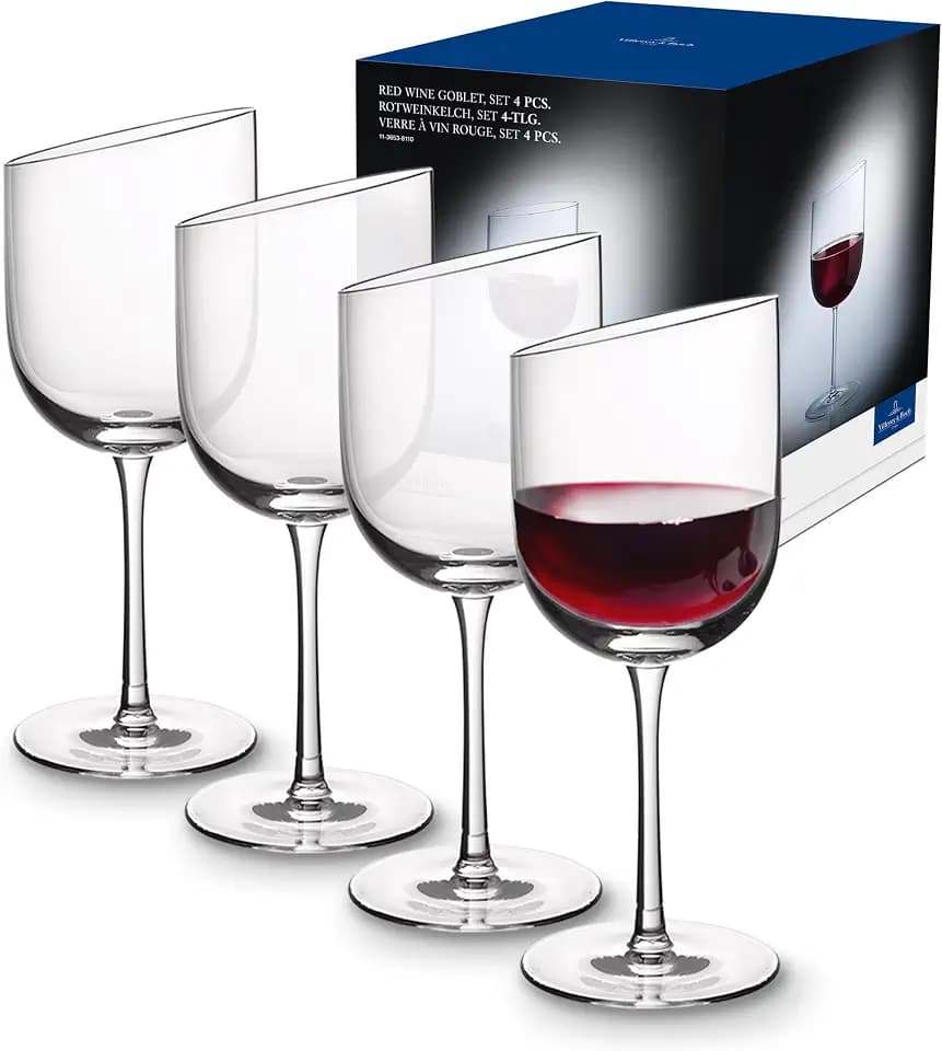 Villeroy & Boch - NewMoon Rotweinglas Set 4-teilig 200 ml Klar, Spülmaschinenfest, Weingläser, Gläser Set, Rotweingläser, Weinglas, Trinkgläser, Gläser Set für Wein, Aperol oder Aperitif, Kristallglas