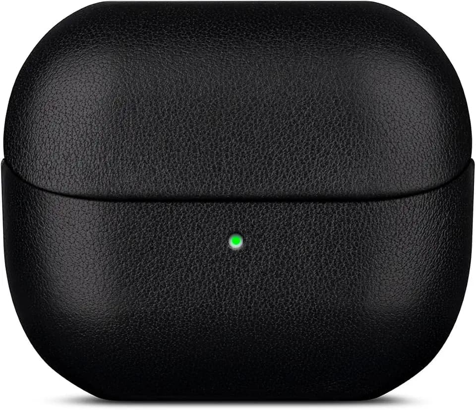 LOPIE Leather Case for Samsung Galaxy Buds 3 / Buds3 Pro/Samsung Buds 3 FE Case Cover with Lanyard - Made of Full Grain Leather - Handmade Drop Protection Hard Shell Cover - Black
