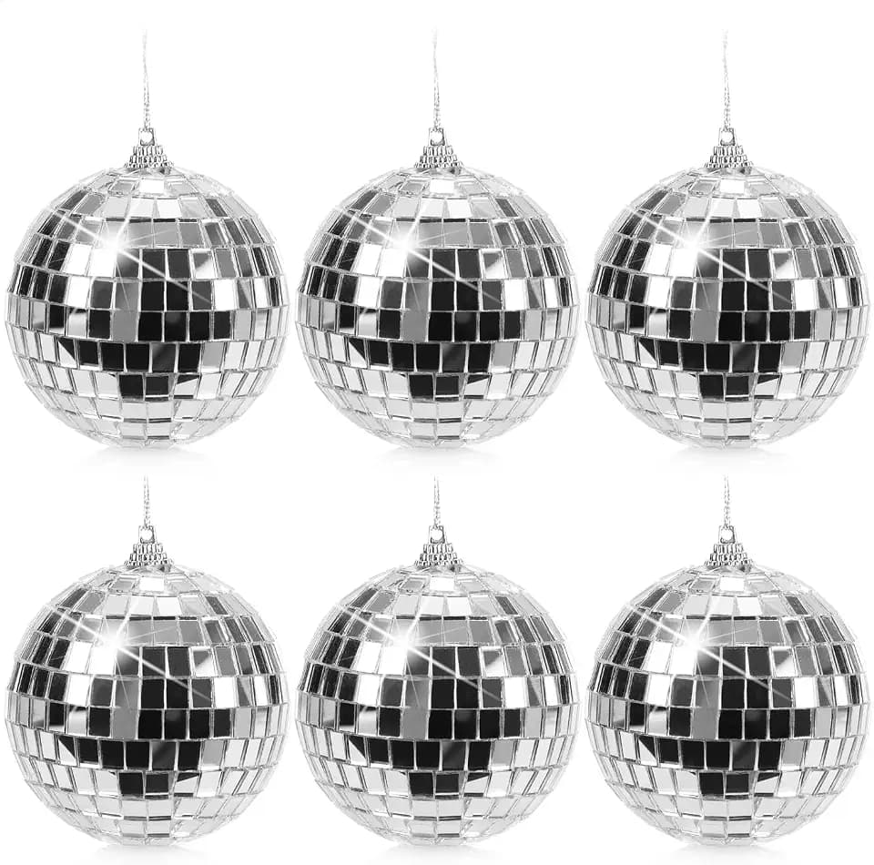 com-four® 6X Discokugel, Spiegelkugel zum Aufhängen, Disco Ball für Party