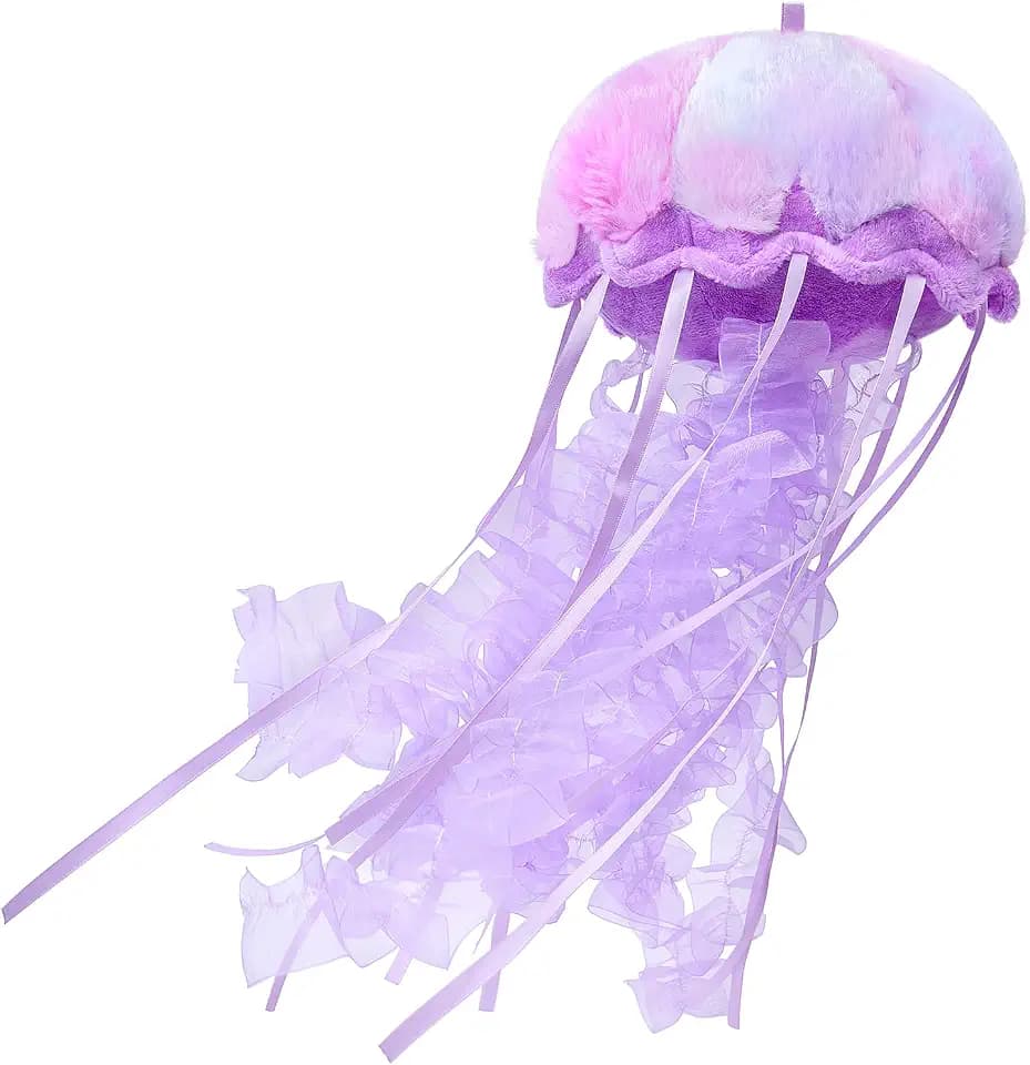Realistic Jellyfish Stuffed Animal, Cute Plush Toy for Birthday Room Decor, Sea Animal Collection Gift for Boys and Girls (Bright Purple)