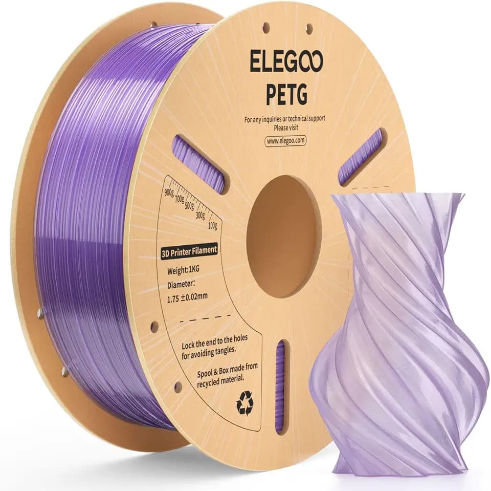 ELEGOO PETG Filament 1.75mm Translucent Lila 1KG, 3D Drcuker Filament