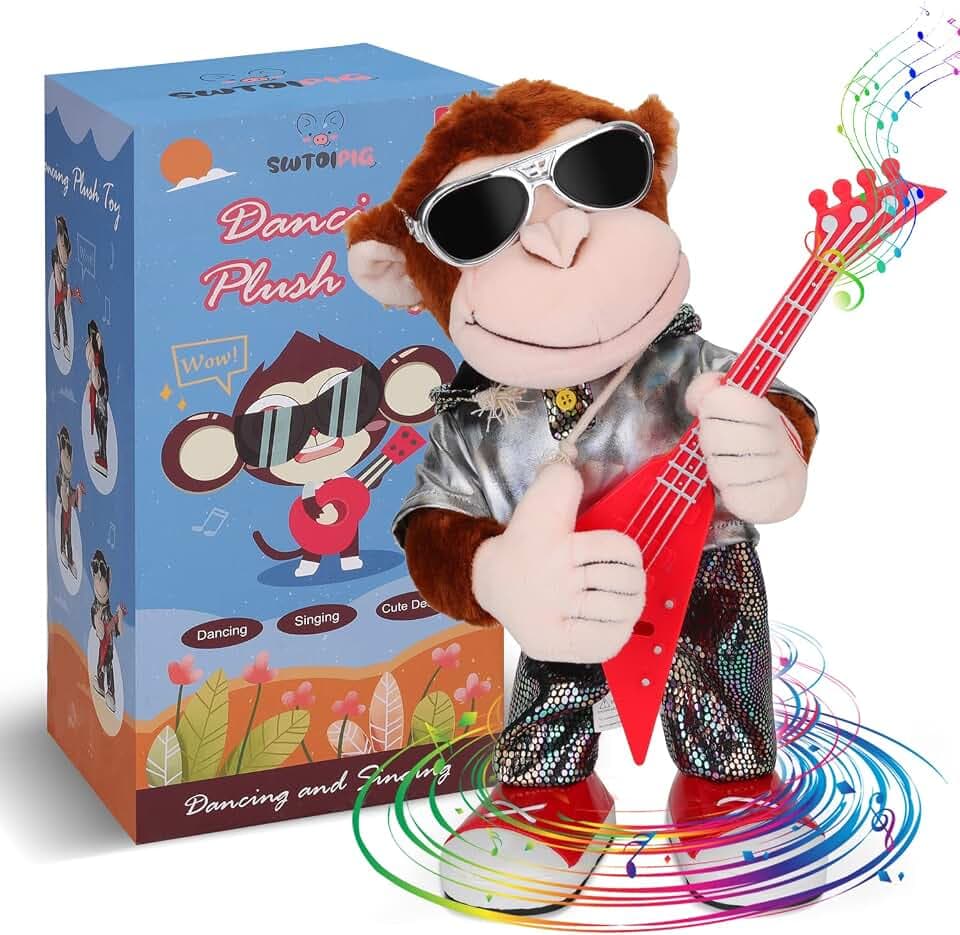 Dancing Monkey Plush Toy Musical Singing Guitar Stuffed Toys