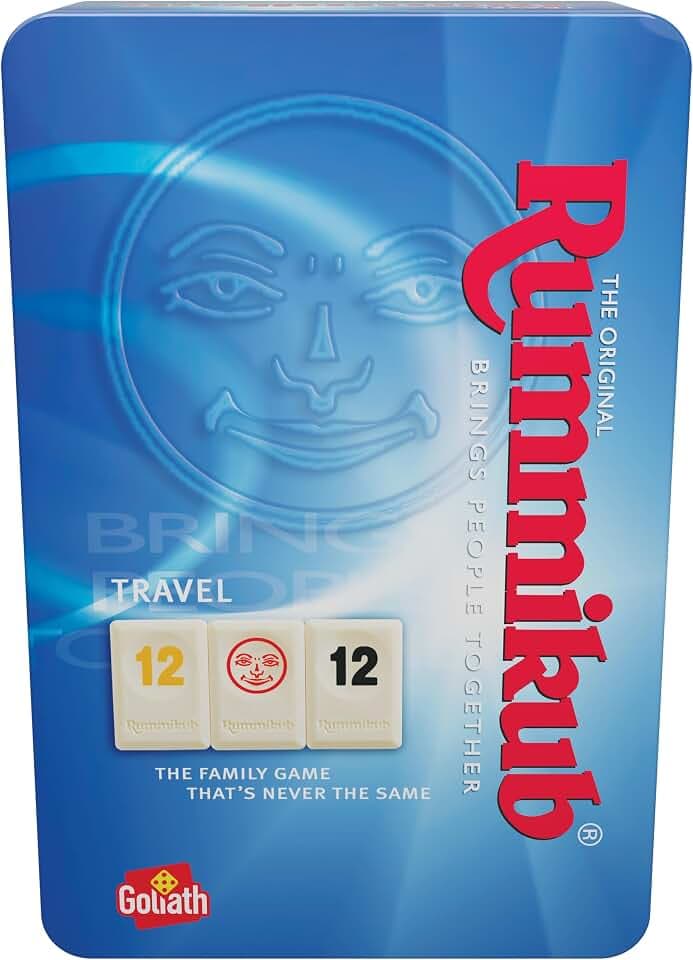 Rummikub Original Metallbox, Reise-Edition, Brettspiel für Kinder ab 6 Jahren, strategisches Spiel für die ganze Familie, Brettspiele für 4 Spieler
