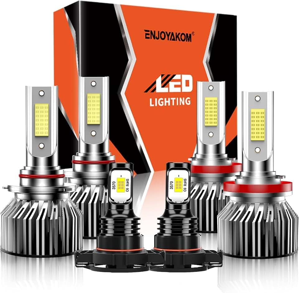Compatible for Chevy Chevrolet Silverado 1500 2500 3500HD 2007 2008 2009 2010 2011 2012 2013 2014 2015, High Low Beam Fog Lights Bulbs Combo 6500K White Plug-and-Play, Pack of 6