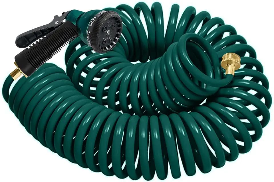 Coil Hose 25FT EVA Coil Garden Hose With 3/4'' Brass Connector
