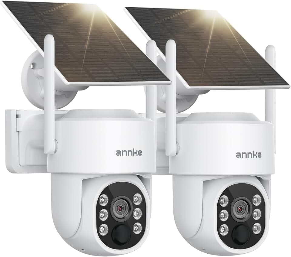 ANNKE 4MP Solar Security Cameras Wireless Outdoor, 2 Pack, Human Detection