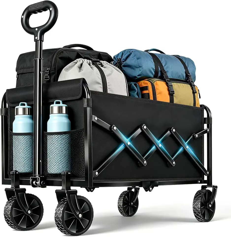 Folding Wagon Cart, Lightweight Utility Wagon, 120L, 360LBS