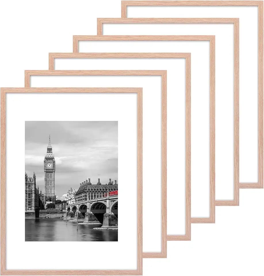 Fixwal 12x16 Poster Frame Set of 6 with Plastic Cover, PVC, Natural