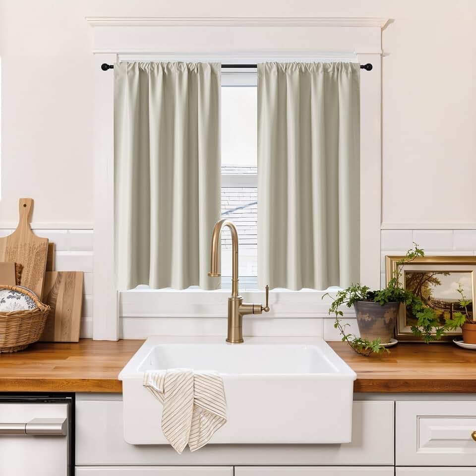 RYB HOME 100% Blackout Short Curtains for Small Window, Thermal Insulated