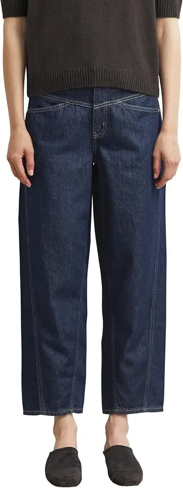 COMMA Damen Jeans – Barrel Leg, Mid Rise, Denim mit Waschung