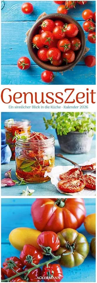GenussZeit Triplet-Kalender 2026 | Ein sinnlicher Blick in die Küche | Farbintensiver Küchen-Kalender im schlanken Hochformat (24x66 cm) | Für Foodies