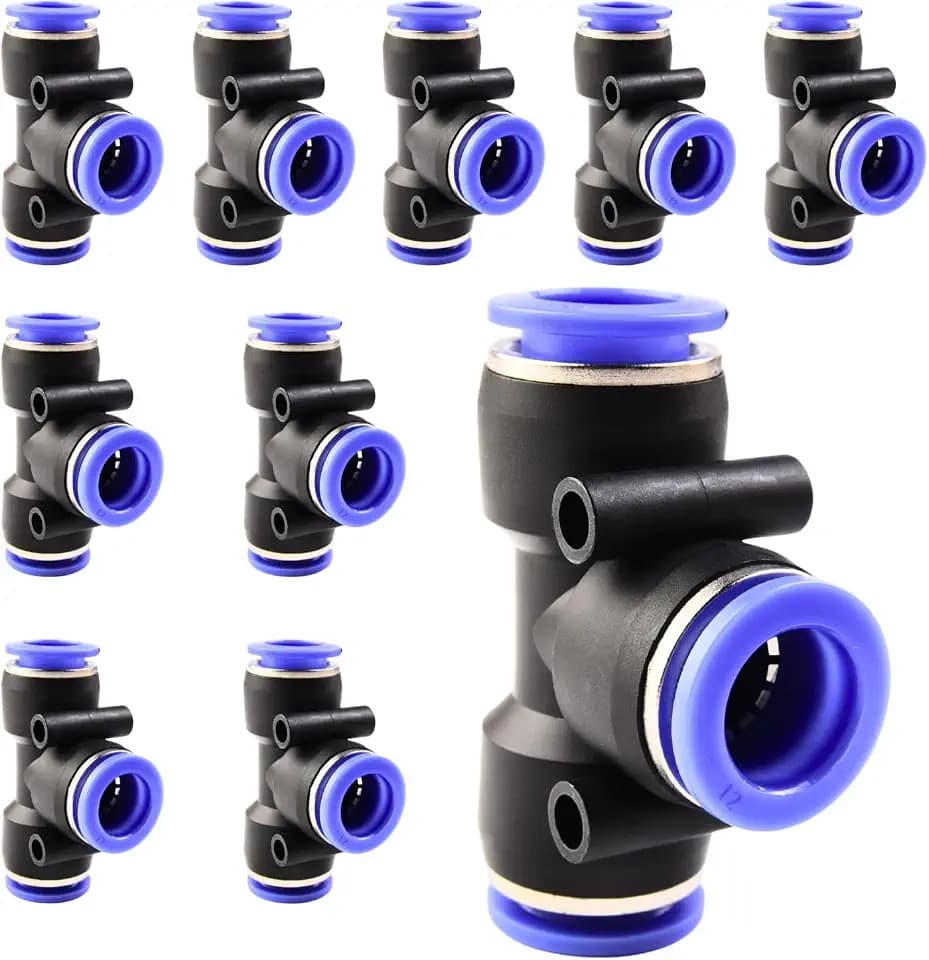 10 Stück 12mm 3 Wege T-Verbinder Push to Connect Fittings Pneumatik Steckverbinder,PE Pneumatische Anschlüsse pneumatische Steckverbindung Kunststoff Schnellverschluss, Druckluft Steckverbinder