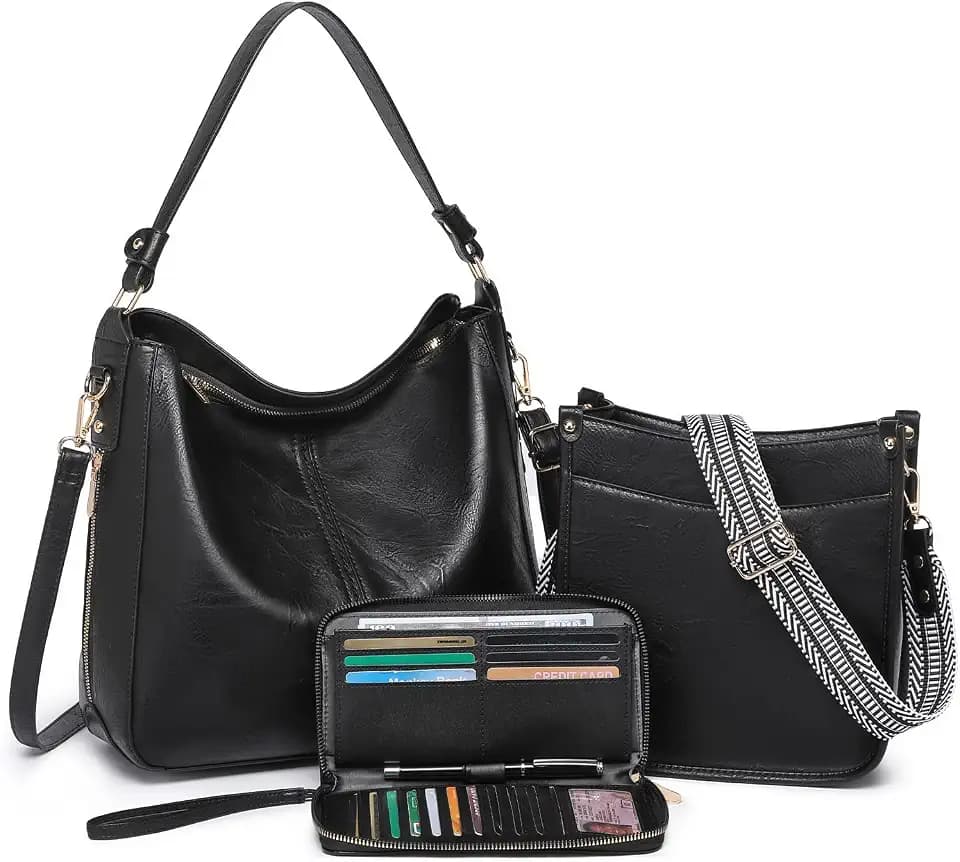 Purses for Women 3PCS, Crossbody Bag Set Large Vegan Leather Shoulder Purse