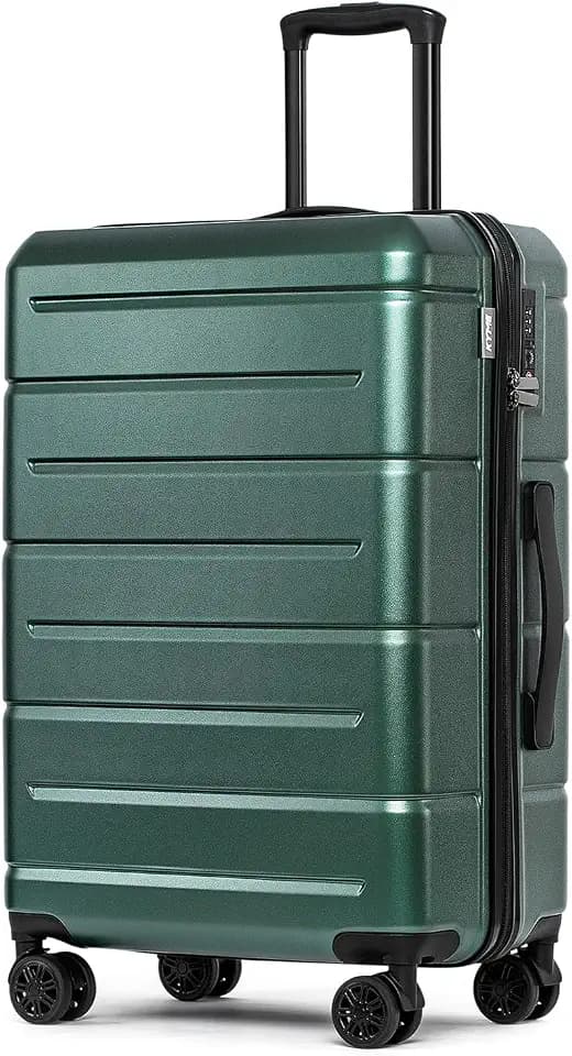 KYME 24 Inch Luggage,Checked Medium Suitcase with Spinner Wheels,Green