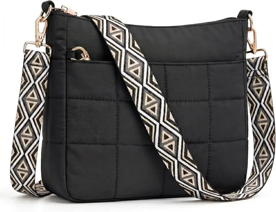 LOTAZAVA Quilted Crossbody Bag for Women Lightweight Roomy Puffer Purse