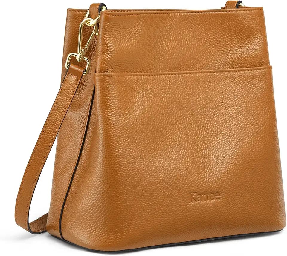Kattee Leather Handbag for Women, Soft Shoulder Tote Bucket Purse