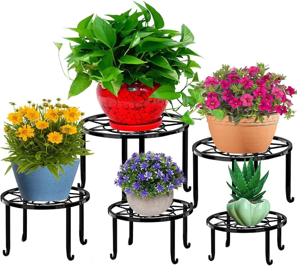 5 Pack Metal Plant Stand,Heavy Duty Plant Stands for Indoor and Outdoor