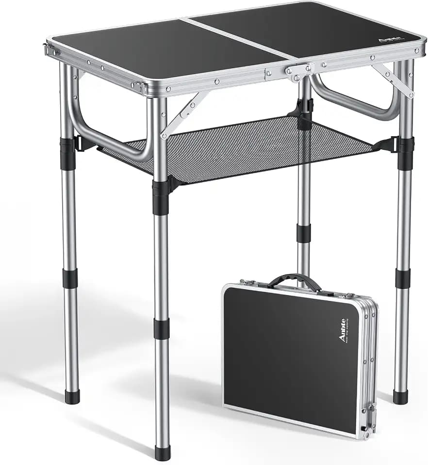 Anbte Folding Camping Table, 24"X 16" Adjustable Height Small Folding Table